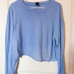 Blue Long sleeve Crop Top